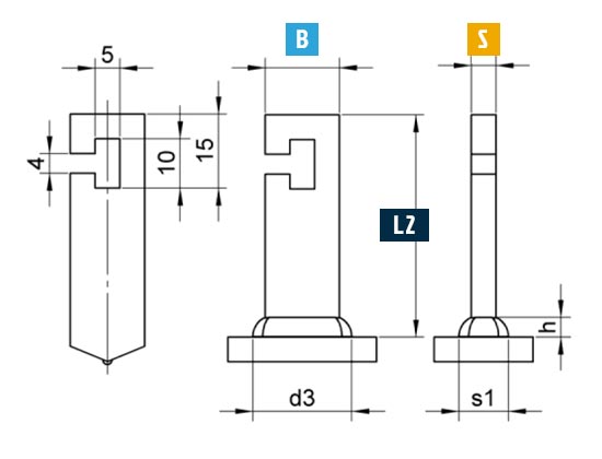 schema prigioniero perno rettangolare tipo flc